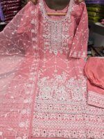 জর্জেট গর্জাস এমব্রয়ডারি থ্রি-পিস সেট - লাক্সারি পার্টি কালেকশন - Image 3