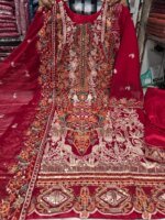 প্রিমিয়াম গর্জাস মেরুন এমব্রয়ডারি জর্জেট থ্রি-পিস সেট - লাক্সারি পার্টি কালেকশন