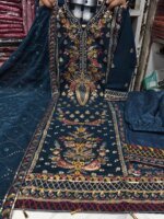 প্রিমিয়াম গর্জাস মেরুন এমব্রয়ডারি জর্জেট থ্রি-পিস সেট - লাক্সারি পার্টি কালেকশন - Image 2