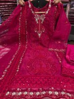 জর্জেট গর্জাস এমব্রয়ডারি থ্রি-পিস সেট - লাক্সারি পার্টি কালেকশন