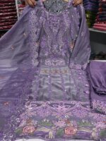 জর্জেট গর্জাস এমব্রয়ডারি থ্রি-পিস সেট - লাক্সারি পার্টি কালেকশন - Image 2