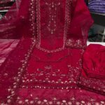 জর্জেট গর্জাস এমব্রয়ডারি থ্রি-পিস সেট - লাক্সারি পার্টি কালেকশন