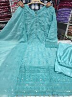 জর্জেট গর্জাস এমব্রয়ডারি থ্রি-পিস সেট - লাক্সারি পার্টি কালেকশন