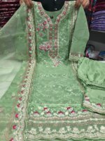 জর্জেট গর্জাস এমব্রয়ডারি থ্রি-পিস সেট - লাক্সারি পার্টি কালেকশন - Image 4