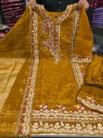 জর্জেট গর্জাস এমব্রয়ডারি থ্রি-পিস সেট - লাক্সারি পার্টি কালেকশন - Image 3