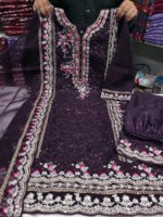 জর্জেট গর্জাস এমব্রয়ডারি থ্রি-পিস সেট - লাক্সারি পার্টি কালেকশন