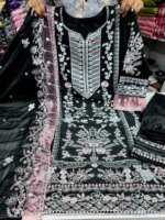 জর্জেট গর্জাস এমব্রয়ডারি থ্রি-পিস সেট - লাক্সারি পার্টি কালেকশন - Image 3