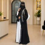 Exclusive Rose Arabian Borka 3-Piece Set - Original Dubai Fabric & Embroidery (Koti, Inner & Hijab) - Image 2