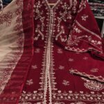 Premium Maroon Cotton Embroidered 3 Piece Suit for Women | Elegant Cotton Salwar Kameez with Embroidered Dupatta