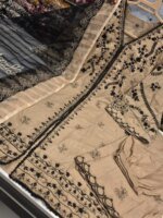 Premium Beige Cotton Embroidered 3 Piece Suit for Women | Elegant Black Embroidery Cotton Salwar Kameez with Printed Dupatta - Image 4