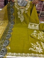 Premium Slav Cotton Embroidered 3 Piece Dress for Women | Boutique Salwar Kameez Set with Dupatta