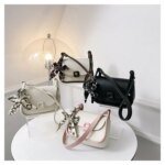Trendy Mini Crossbody Bag for Women with Silk Scarf – Stylish Flap Shoulder Purse in Cream, Beige & Pink - Image 6