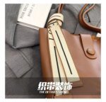 Stylish Women’s Leather Shoulder Bag Set with Matching Pouch – Elegant Tote Handbag in Black, Cream & Brown - Image 6