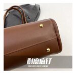 Stylish Women’s Leather Shoulder Bag Set with Matching Pouch – Elegant Tote Handbag in Black, Cream & Brown - Image 8