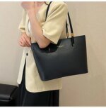 Minimalist Large Tote Bag for Women – Elegant Leather Shoulder Handbag for Work, Office & Everyday Use in Black, Beige & Cream - Image 13