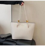 Minimalist Large Tote Bag for Women – Elegant Leather Shoulder Handbag for Work, Office & Everyday Use in Black, Beige & Cream - Image 16