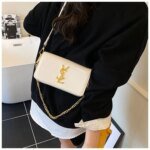 Luxury Patent Leather Chain Clutch Bag for Women – Elegant Mini Shoulder Crossbody Purse with Gold Chain Strap in White,Silver & Pink - Image 11