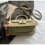Elegant Mini Top Handle Handbag for Women – Chic Crossbody Purse with Gold Lock Closure in Pink, Green & Beige - Image 10