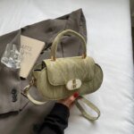 Elegant Mini Top Handle Handbag for Women – Chic Crossbody Purse with Gold Lock Closure in Pink, Green & Beige - Image 5
