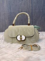 Elegant Mini Top Handle Handbag for Women – Chic Crossbody Purse with Gold Lock Closure in Pink, Green & Beige - Image 8