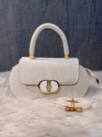 Elegant Mini Top Handle Handbag for Women – Chic Crossbody Purse with Gold Lock Closure in Pink, Green & Beige - Image 17