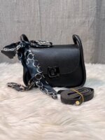 Trendy Mini Crossbody Bag for Women with Silk Scarf – Stylish Flap Shoulder Purse in Cream, Beige & Pink - Image 14