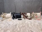 Trendy Mini Crossbody Bag for Women with Silk Scarf – Stylish Flap Shoulder Purse in Cream, Beige & Pink