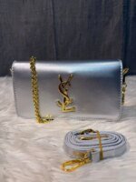 Luxury Patent Leather Chain Clutch Bag for Women – Elegant Mini Shoulder Crossbody Purse with Gold Chain Strap in White,Silver & Pink - Image 3