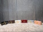 Luxury Patent Leather Chain Clutch Bag for Women – Elegant Mini Shoulder Crossbody Purse with Gold Chain Strap in White,Silver & Pink