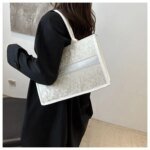 Elegant Floral Pattern Tote Bag with Scarf – Large Capacity Fashion Handbag for Women (Pink, Black, White, Silver) - Image 12