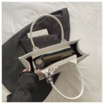Elegant Floral Pattern Tote Bag with Scarf – Large Capacity Fashion Handbag for Women (Pink, Black, White, Silver) - Image 11