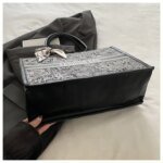 Elegant Floral Pattern Tote Bag with Scarf – Large Capacity Fashion Handbag for Women (Pink, Black, White, Silver) - Image 9