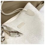 Large Tote Bag with Scarf Detail – Stylish Python Texture Shoulder Bag for Women (Brown, White, Silver, Black) - Image 15