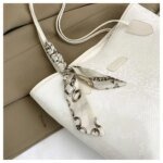 Large Tote Bag with Scarf Detail – Stylish Python Texture Shoulder Bag for Women (Brown, White, Silver, Black) - Image 16