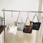 Large Tote Bag with Scarf Detail – Stylish Python Texture Shoulder Bag for Women (Brown, White, Silver, Black)