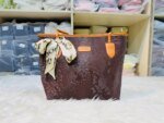 Large Tote Bag with Scarf Detail – Stylish Python Texture Shoulder Bag for Women (Brown, White, Silver, Black) - Image 3