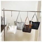Large Tote Bag with Scarf Detail – Stylish Python Texture Shoulder Bag for Women (Brown, White, Silver, Black) - Image 6
