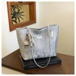 Large Tote Bag with Scarf Detail – Stylish Python Texture Shoulder Bag for Women (Brown, White, Silver, Black) - Image 9