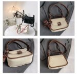 Trendy Mini Crossbody Bag for Women with Silk Scarf – Stylish Flap Shoulder Purse in Cream, Beige & Pink - Image 5