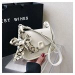 Trendy Mini Crossbody Bag for Women with Silk Scarf – Stylish Flap Shoulder Purse in Cream, Beige & Pink - Image 12