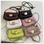 Chic Mini Crossbody Bag for Women – Stylish Leather Shoulder Purse with Gold Clasp in Black, White, Pink, Green & Beige - Image 6
