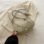 Trendy Mini Shoulder Bag with Chain Detail – Cute Y2K Style Handbag for Women (Black, Green, White) - Image 11