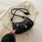 Trendy Mini Shoulder Bag with Chain Detail – Cute Y2K Style Handbag for Women (Black, Green, White) - Image 9