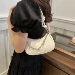 Trendy Mini Shoulder Bag with Chain Detail – Cute Y2K Style Handbag for Women (Black, Green, White) - Image 16