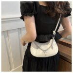 Trendy Mini Shoulder Bag with Chain Detail – Cute Y2K Style Handbag for Women (Black, Green, White) - Image 13