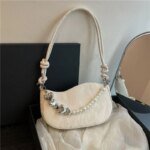 Elegant Mini Shoulder Bag with Pearl Chain – Trendy Women’s Handbag (White, Pink, Black, Ash) - Image 10