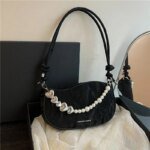 Elegant Mini Shoulder Bag with Pearl Chain – Trendy Women’s Handbag (White, Pink, Black, Ash) - Image 11