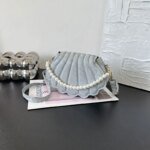 Elegant Shell Shape Pearl Handbag for Women – Trendy Crossbody & Shoulder Bag (Blue, White, Pink, Ash) - Image 18
