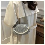 Elegant Shell Shape Pearl Handbag for Women – Trendy Crossbody & Shoulder Bag (Blue, White, Pink, Ash) - Image 26