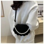 Elegant Shell Shape Pearl Handbag for Women – Trendy Crossbody & Shoulder Bag (Blue, White, Pink, Ash) - Image 25